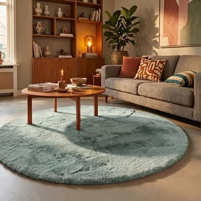 Hochflor Teppich Rund - Comfy Supreme Türkis