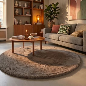 Hochflor Teppich Rund - Comfy Supreme Taupe