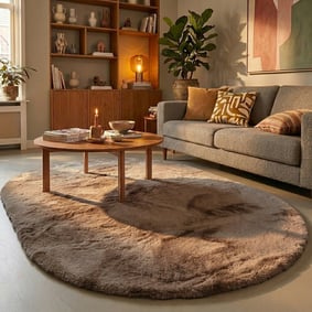 Hochflor Teppich Oval - Comfy Supreme Taupe