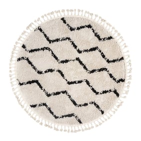 Teppich Hochflor Rund - Grand Wire Weave Creme Schwarz - product