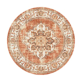 Teppich Vintage Rund - Spring Medaillon Terracotta Creme - product