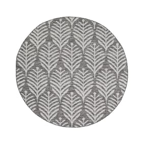 In- & Outdoor Teppich Rund - Summer Leaves Grau - product