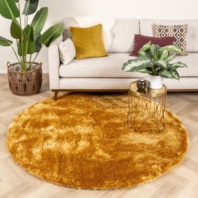 Hochflor Teppich Rund - Glorious Gold Gelb