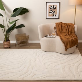 Waschbarer Teppich - Dunya Zebra Weiß