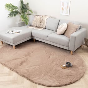 Hochflor Teppich Oval - Comfy Taupe
