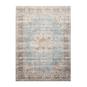 In- & Outdoor Teppich Vintage - Kairo Medaillon Hellblau Creme - product