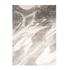 Waschbarer Teppich Abstrakt - Misha Lines Creme Grau - product