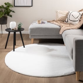Flauschiger Teppich Rund - Cozy Weiß