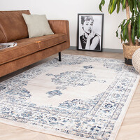 Teppich Vintage - Deep Medaillon Weiß Blau