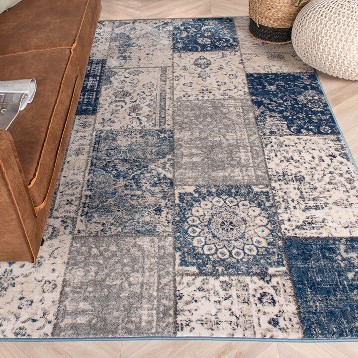 Teppich Patchwork - Deep Blau - 2