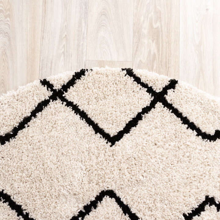 Teppich Hochflor Rund - Grand Diamond Creme Schwarz - 3