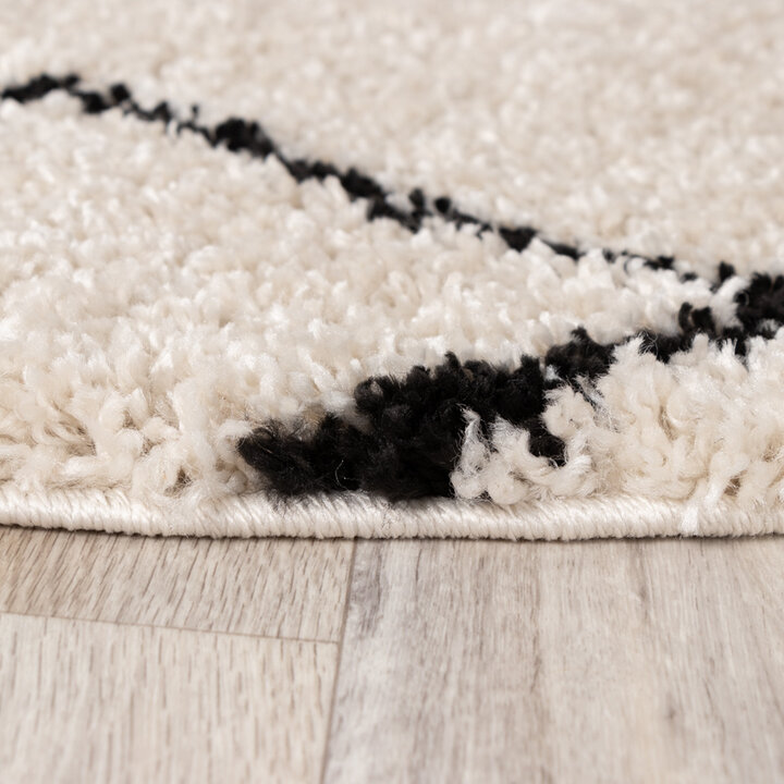 Teppich Hochflor Rund - Grand Diamond Creme Schwarz - 5
