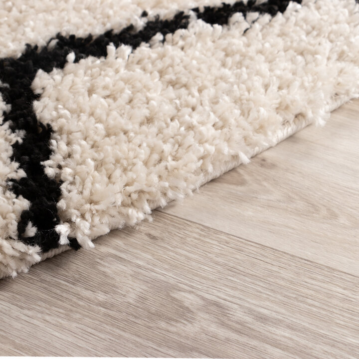 Teppich Hochflor Rund - Grand Diamond Creme Schwarz - 6