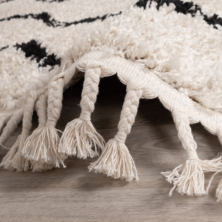 Teppich Hochflor - Grand Diamond Weave Creme Schwarz - 7