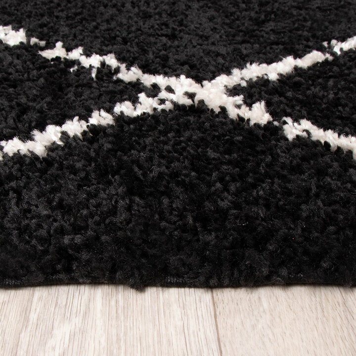 Teppich Hochflor - Grand Lines Schwarz Creme - 3