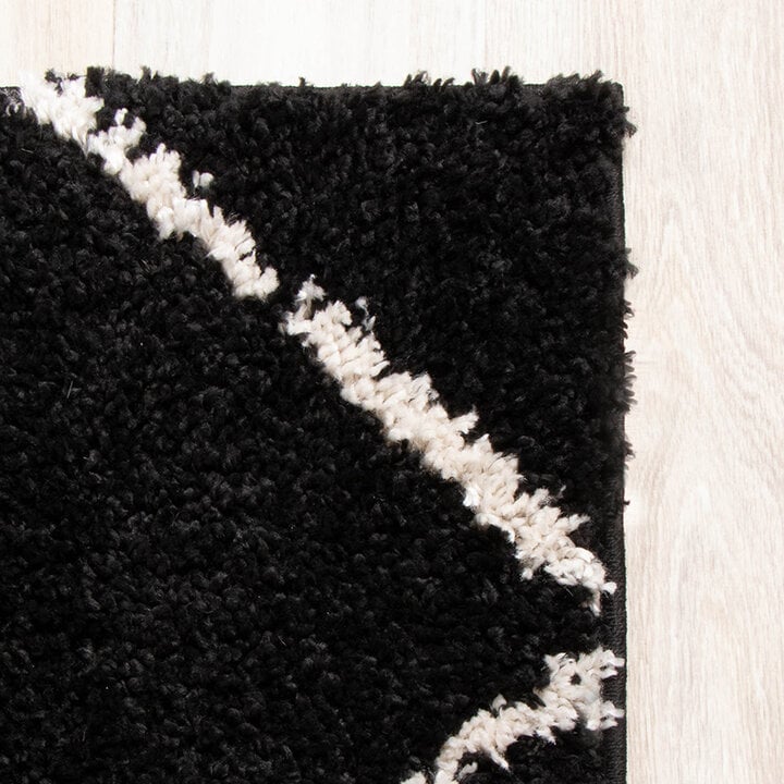 Teppich Hochflor - Grand Lines Schwarz Creme - 5