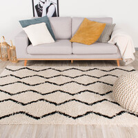 Teppich Hochflor - Grand Moves Creme Schwarz 