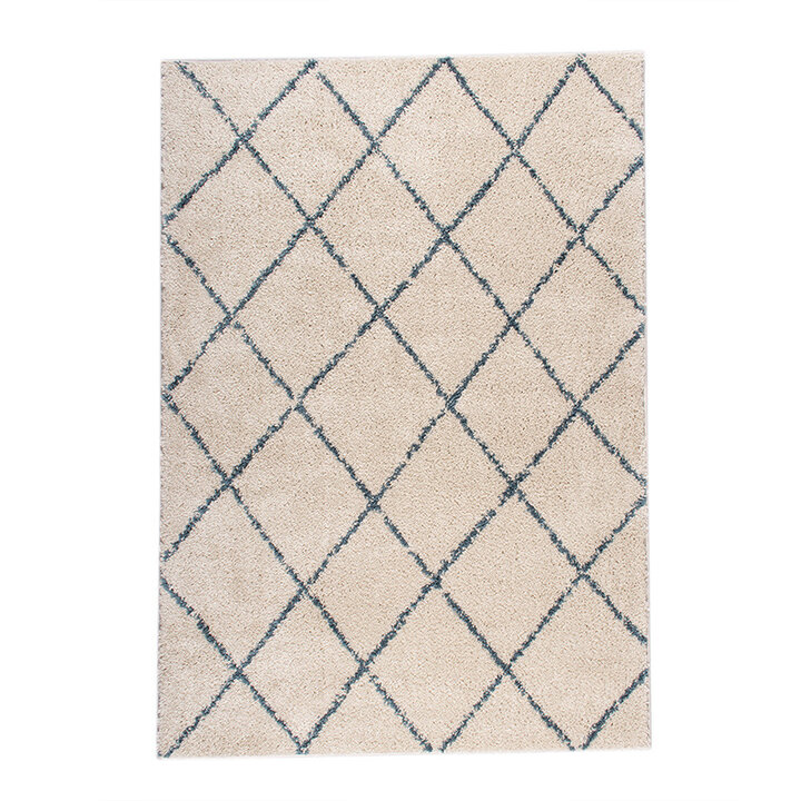 Teppich Hochflor - Grand Lines Creme Blau - 1