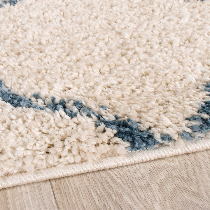 Teppich Hochflor - Grand Lines Creme Blau - 4