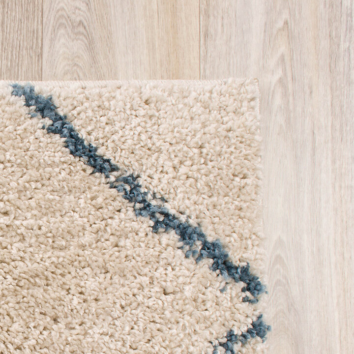 Teppich Hochflor - Grand Lines Creme Blau - 5