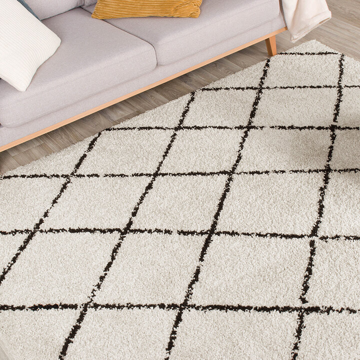 Teppich Hochflor - Grand Lines Creme Schwarz - 5