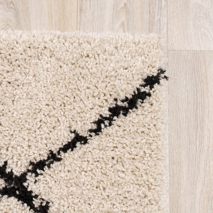 Teppich Hochflor - Grand Lines Creme Schwarz - 7
