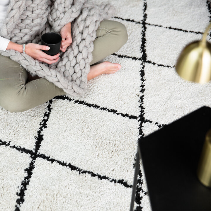 Teppich Hochflor - Grand Lines Creme Schwarz - 3