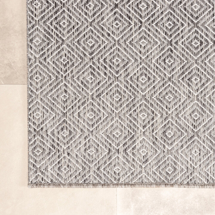 In- & Outdoor Teppich Quadrat - Summer Tile Hellgrau - 4