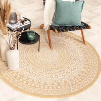 In- & Outdoor Teppich Rund - Summer Azteca Gelb 