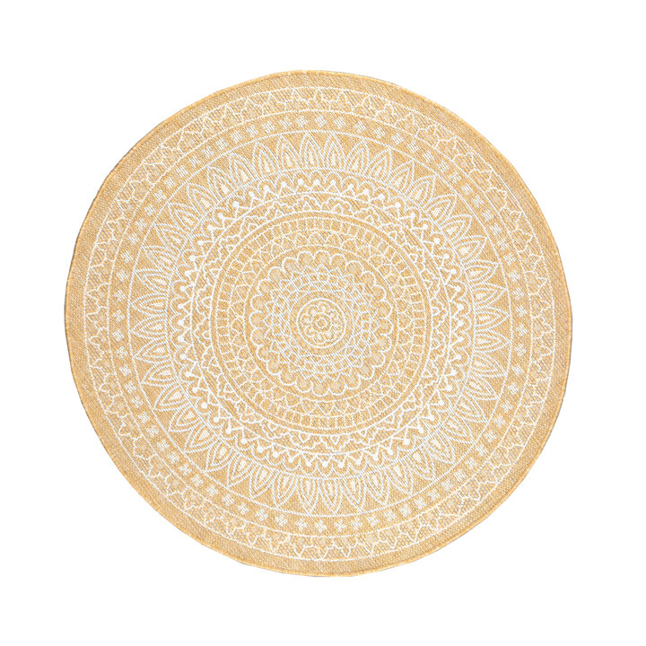 In- & Outdoor Teppich Rund - Summer Azteca Gelb - 1