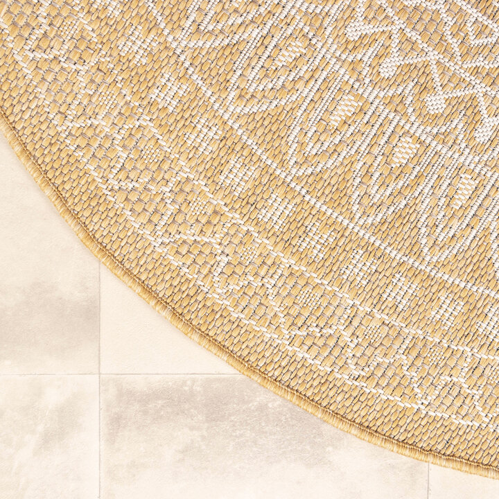 In- & Outdoor Teppich Rund - Summer Azteca Gelb - 6