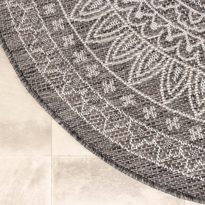 In- & Outdoor Teppich Rund - Summer Azteca Grau - 5