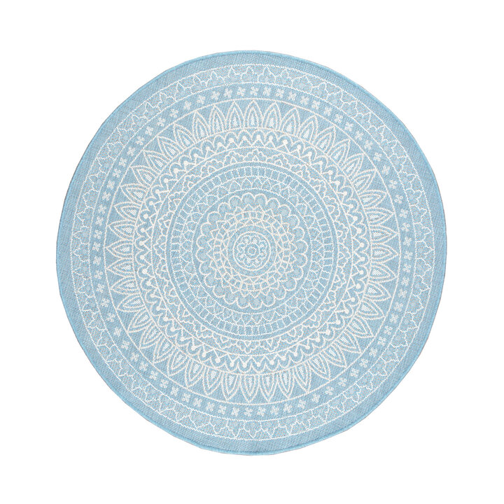 In- & Outdoor Teppich Rund - Summer Azteca Hellblau - 1