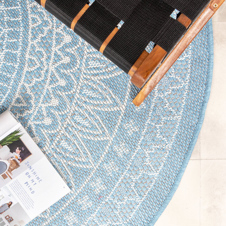 In- & Outdoor Teppich Rund - Summer Azteca Hellblau - 3