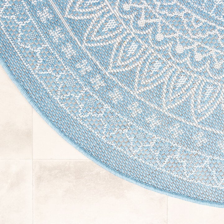 In- & Outdoor Teppich Rund - Summer Azteca Hellblau - 6