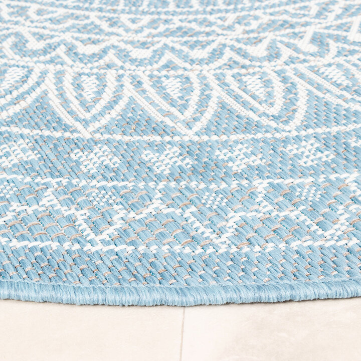 In- & Outdoor Teppich Rund - Summer Azteca Hellblau - 7
