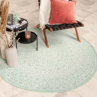 In- & Outdoor Teppich Rund - Summer Azteca Mint 