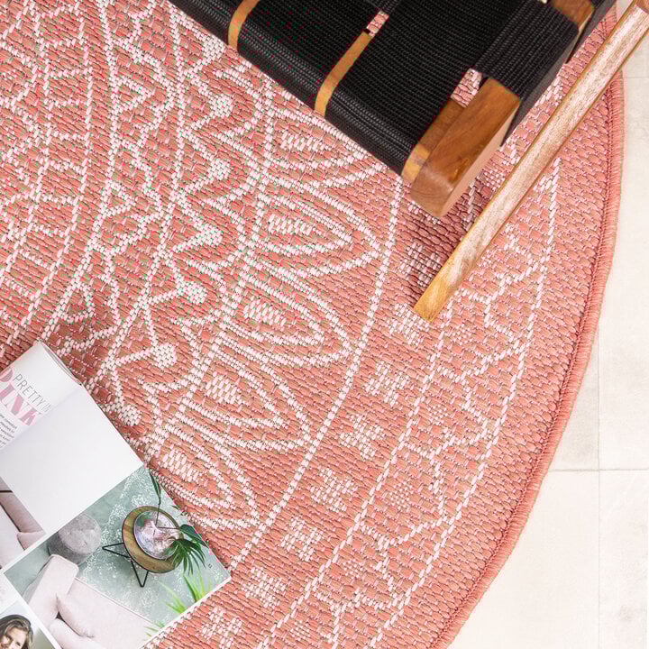 In- & Outdoor Teppich Rund - Summer Azteca Rosa - 3