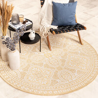 In- & Outdoor Teppich Rund - Summer Oriental Gelb 