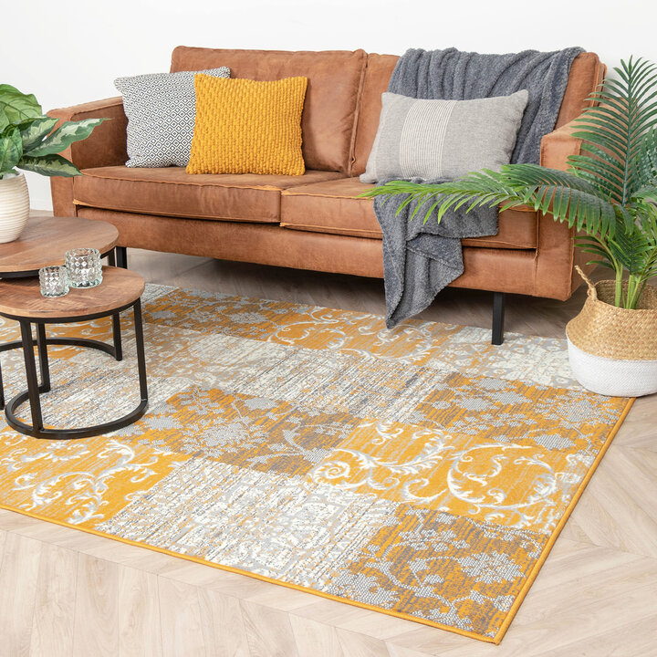 Teppich Patchwork - Famous Ocker 