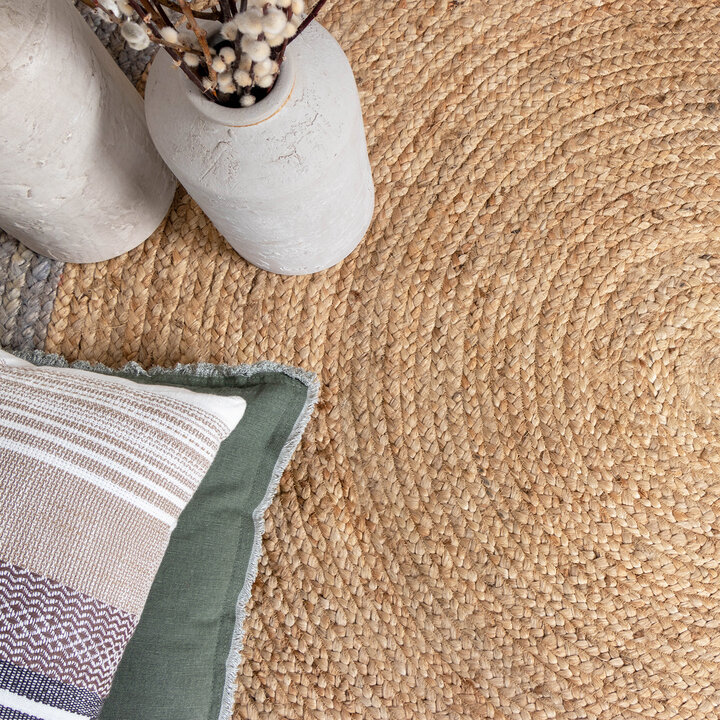 Jute Teppich Rund - Fair Natur Grau - 3