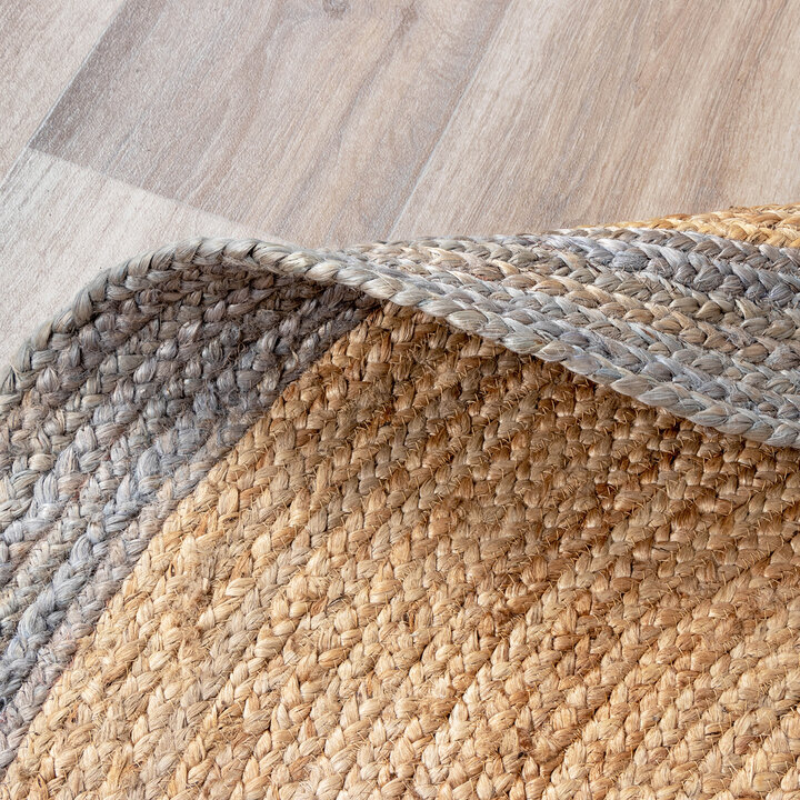 Jute Teppich Rund - Fair Natur Grau - 5