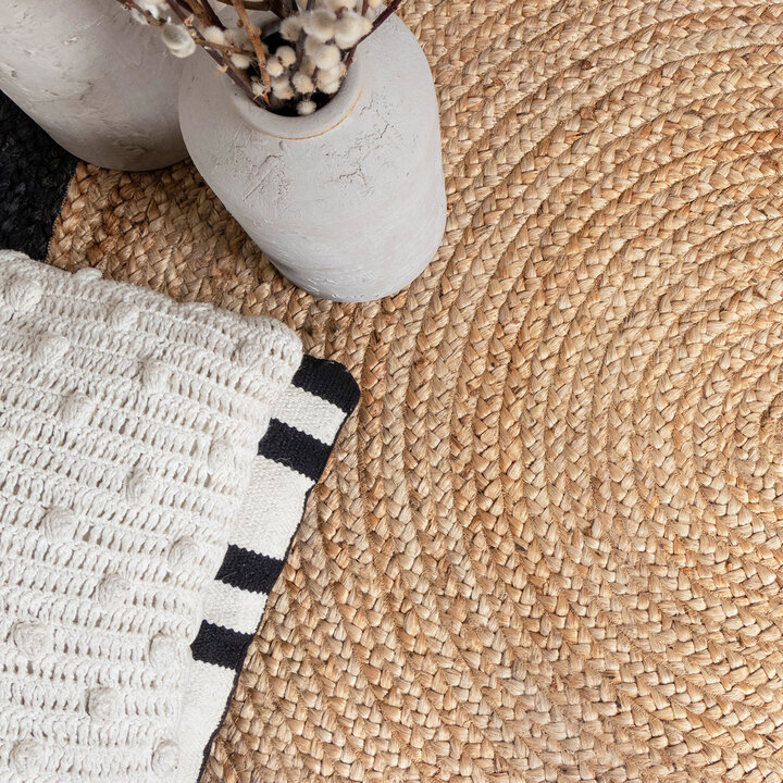 Jute Teppich Rund - Fair Natur Schwarz - 5
