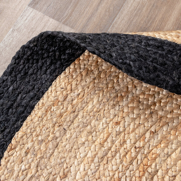 Jute Teppich Rund - Fair Natur Schwarz - 6