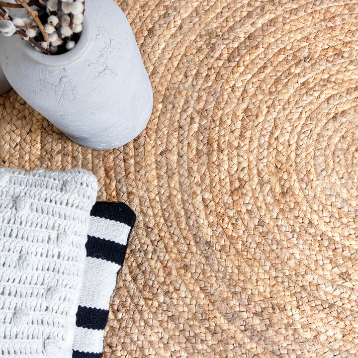 Jute Teppich Rund - Fair Natur Weiß - 3