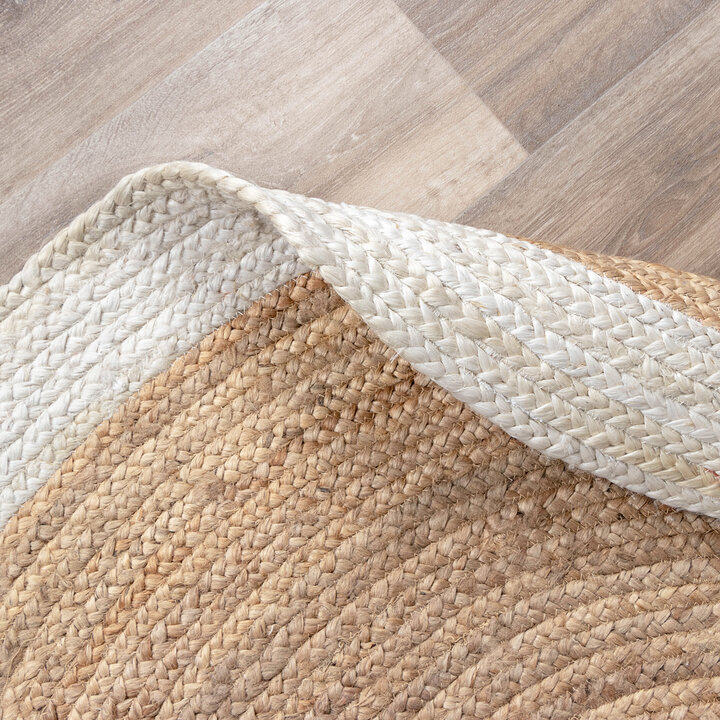 Jute Teppich Rund - Fair Natur Weiß - 5
