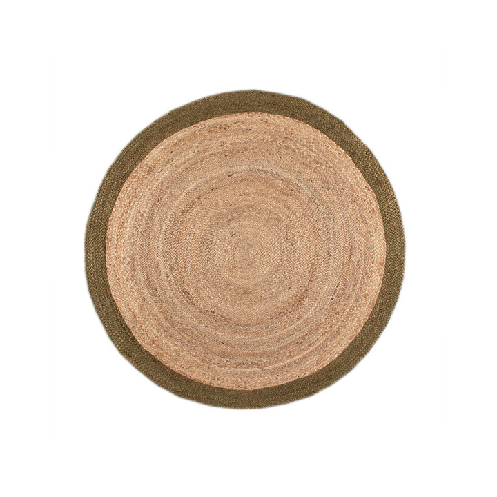 Jute Teppich Rund - Fair Natur Grün - 1