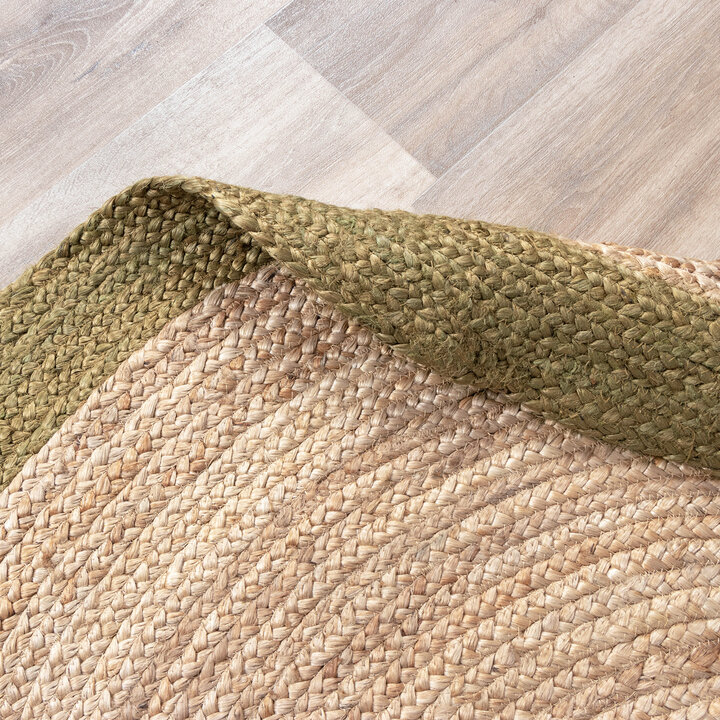 Jute Teppich Rund - Fair Natur Grün - 5