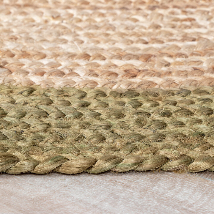 Jute Teppich Rund - Fair Natur Grün - 6