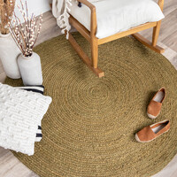 Jute Teppich Rund - Fair Grün 